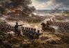Slag bij Waterloo 1815: Verloop en Gevolgen Franse en coalitietroepen in gevecht bij Waterloo op 18 juni 1815 nabij Mont-Saint-Jean tijdens beslissende veldslag
