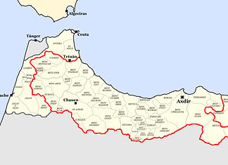 Rifoorlog in Marokko 1921-1926, verloop en nasleep Kaart van Noord-Marokko met in rood de grenzen van de Rifrepubliek binnen het Spaanse protectoraat tijdens de Rifoorlog