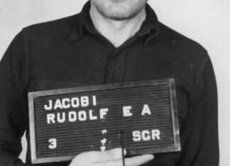 Rudolf Jacobi en Dora-proces 1947 Haftfoto van Rudolf Ewald Arnold Jacobi, SS-Oberscharführer in Buchenwald en Mittelbau-Dora, veroordeeld tot levenslang in het Dora-proces 1947.
