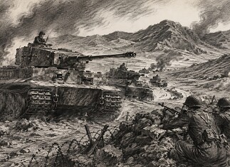 Operatie Ochsenkopf in Tunesië: offensief van 1943 Duitse Tiger I tanks tijdens Operatie Ochsenkopf in Tunesië nabij Hunt’s Gap en Britse verdedigingslinies