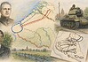 Peel-Raamstelling: Reijnders, Winkelman en Plan D 1940 Kleurenpotloodtekening van Reijnders, Winkelman, Henri Giraud, Plan D, de Peel-Raamstelling en Duitse opmars