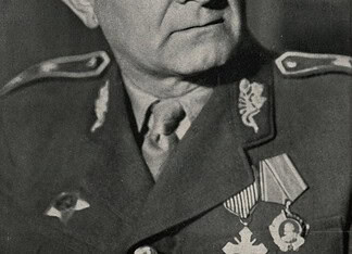 Ludvík Svoboda en Praagse Lente 1968 Portret van Ludvík Svoboda tijdens zijn presidentschap in Tsjechoslowakije tijdens de periode van de Praagse Lente