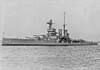 HMS Tiger: Britse slagkruiser in WO I HMS Tiger na de verbouwing van 1918, met aangepaste voormast, observatiepost en geschuttorens zichtbaar op het Britse schip.