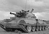 Crusader tank Noord-Afrika 1941 Crusader Mk III tank van het Britse leger tijdens de Noord-Afrikaanse campagne in 1943 in woestijnterrein.