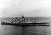 USS Wisconsin BB-64: slagschip vanaf 1944 USS Wisconsin ligt voor anker tijdens haar eerste proefvaarten op zee, halverwege 1944, kort na de indienststelling in de VS.