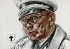 Georg Keppler: SS-generaal en korpscommandant Krijttekening van Georg Keppler als Oberführer van de Waffen-SS, met het Ridderkruis duidelijk zichtbaar om de hals gedragen.