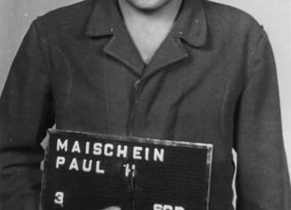 Paul Heinrich Maischein: SS-Rottenführer en proces Haftbogenfoto van Paul H. Maischein, SS-Rottenführer en verpleger in Mittelbau-Dora, veroordeeld tot vijf jaar cel.