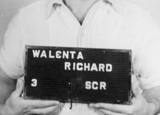 Richard Walenta: gevangene en Kapo Haftbogenfoto van Richard Walenta, gevangene nummer 6850 in Buchenwald en later Lagerältester in Ellrich-Juliushütte.